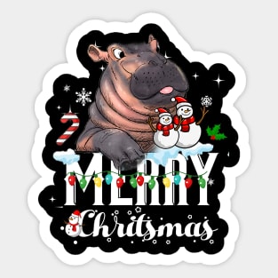 Funny Hippo Fiona Christmas Sticker